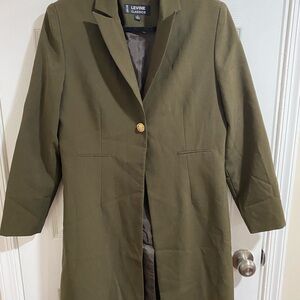 Larry Levine Green 3pcs Suit, Blazer with Tailored Fit and 3/4 Sleeves